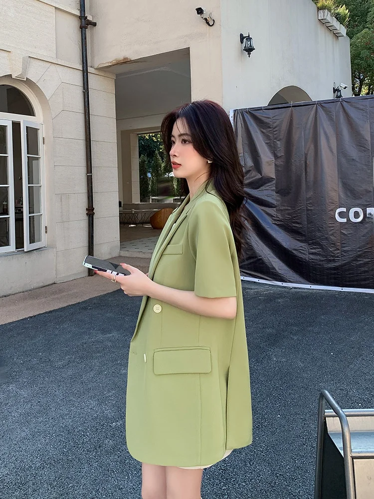 Avocado Green Korean Style Short Sleeve Suit Jacket Women's New 2026 Spring Autumn High Sensation Loose Casual Western Top
Avocado Green Korean Style Short Sleeve Suit Jacket Women's New 2026 Spring Autumn High Sensation Loose Casual Western Top