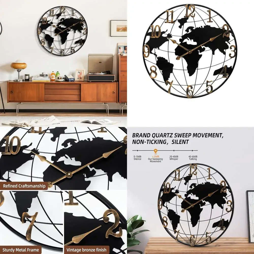 Настенные часы-карта мира 24 дюйма – минималистичные, современные, металлические, бесшумные, на батарейках, для декора дома и офиса
Настенные часы-карта мира 24 дюйма – минималистичные, современные, металлические, бесшумные, на батарейках, для декора дома и офиса