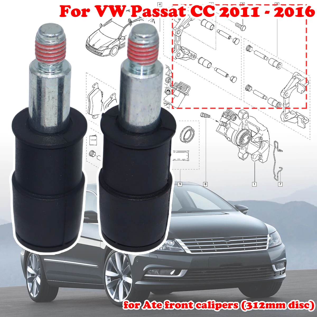 Front Brake Caliper Slider Guide Pins Bolt Kit For VW Passat CC 2011 2012 - 2016 Left Right Disc Housing Bellows Sleeve Bushing
Front Brake Caliper Slider Guide Pins Bolt Kit For VW Passat CC 2011 2012 - 2016 Left Right Disc Housing Bellows Sleeve Bushing