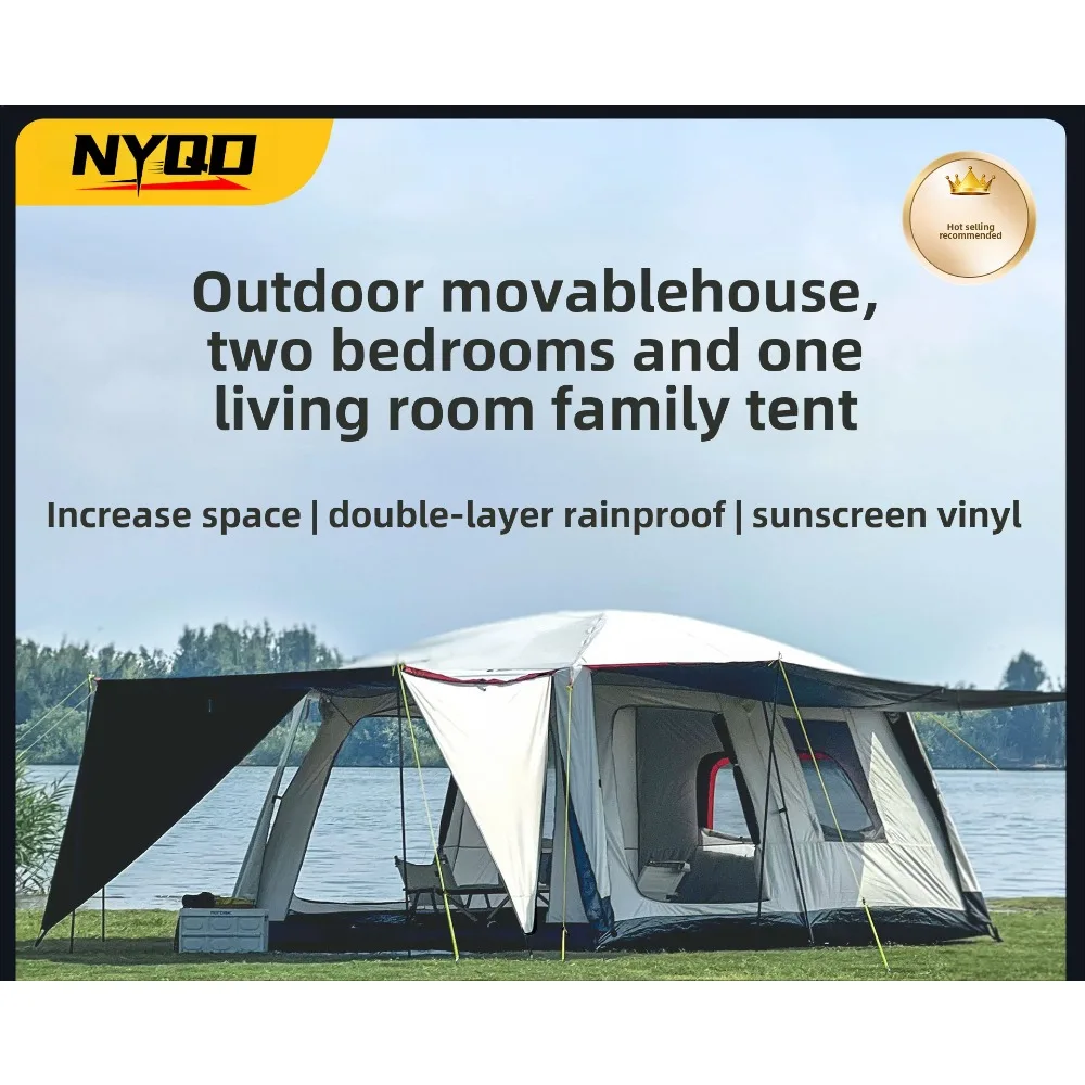 Camping Tent 5-10 People Vinyl Sunscreen Tent Two Rooms and One Living Room Double Layer Душевая Палатка Tents Outdoor Camping
Camping Tent 5-10 People Vinyl Sunscreen Tent Two Rooms and One Living Room Double Layer Душевая Палатка Tents Outdoor Camping