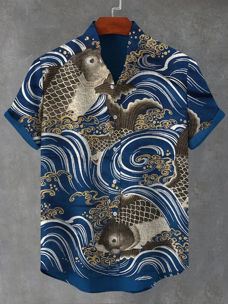 Plus Size Men's Koi Fish Wave Print Linen Shirt 2026 Summer Short Sleeve Casual Hawaiian Shirts Breathable Beach Vacation Tops
Plus Size Men's Koi Fish Wave Print Linen Shirt 2026 Summer Short Sleeve Casual Hawaiian Shirts Breathable Beach Vacation Tops