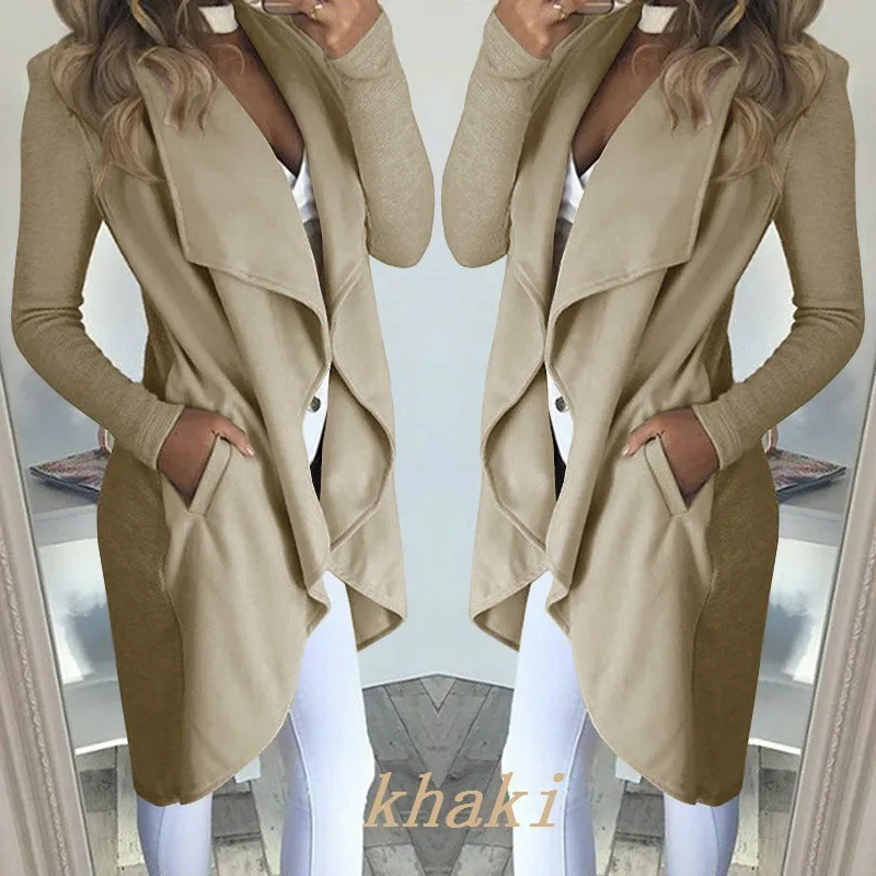 Woolen Trench Coat Slim Fit Notched Collar Wrap Front Asymmetrical Hem Long Coat Khaki Windbreaker Open Front Solid Color Knee
Woolen Trench Coat Slim Fit Notched Collar Wrap Front Asymmetrical Hem Long Coat Khaki Windbreaker Open Front Solid Color Knee