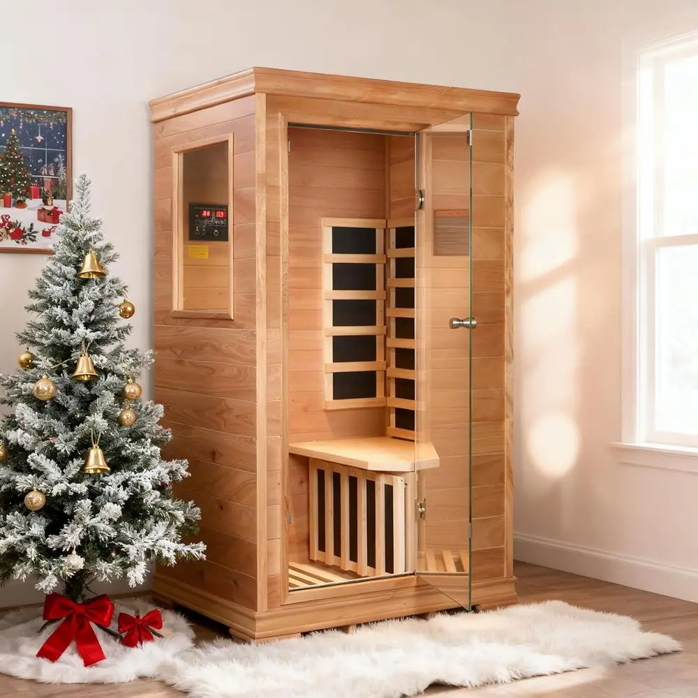 One-Person Infrared Sauna Room, 960W/120V, Elevated Base, 6 Panels, Speakers, Tea Tray, Control Panel, 35x27x61
One-Person Infrared Sauna Room, 960W/120V, Elevated Base, 6 Panels, Speakers, Tea Tray, Control Panel, 35x27x61