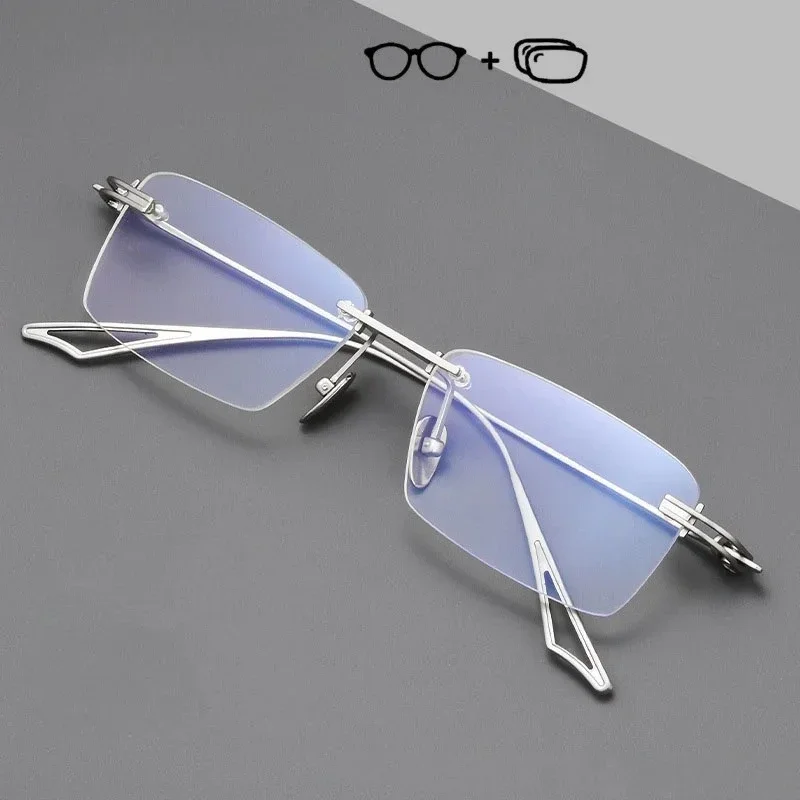 Ollymurs Men‘s Myopia Optical Rimless Eyeglasses Prescription Glasses Anti Blue Light Photochromic Men Pure Titanium Eyewear
Ollymurs Men‘s Myopia Optical Rimless Eyeglasses Prescription Glasses Anti Blue Light Photochromic Men Pure Titanium Eyewear