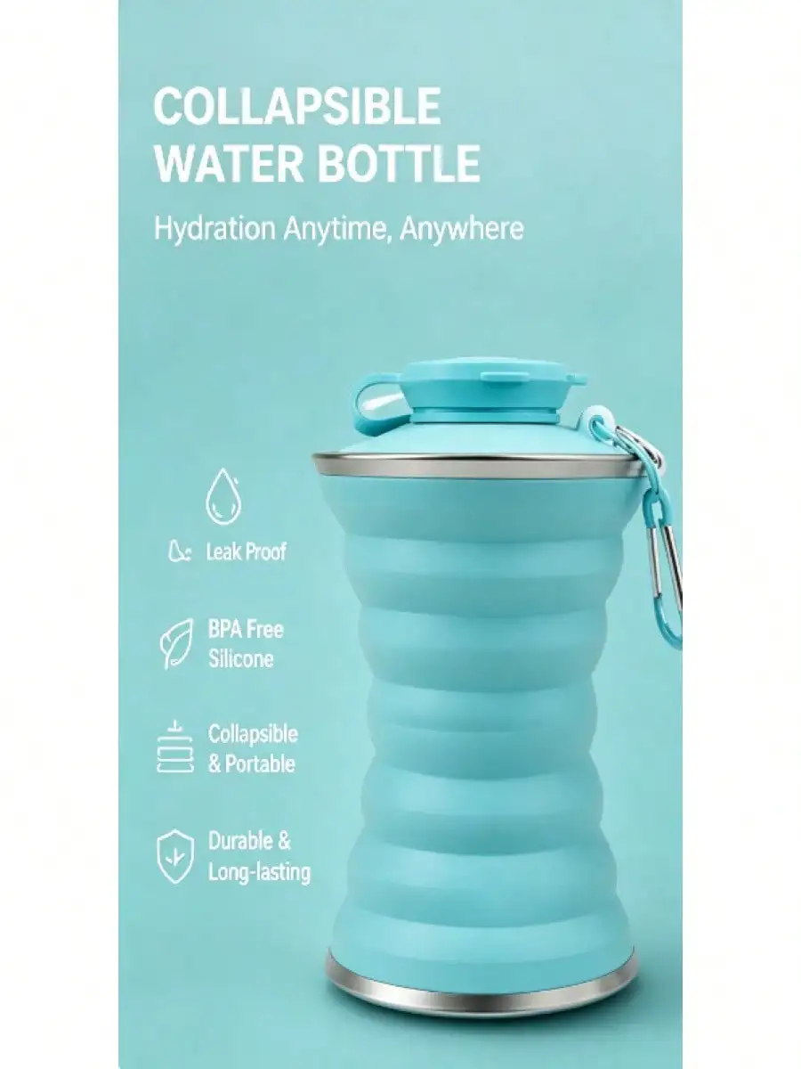 Collapsible Silicone Water Bottle With Carabiner, Reusable Leak Proof Foldable Camping Cup, Portable Sports Travel Bottle For Ou
Collapsible Silicone Water Bottle With Carabiner, Reusable Leak Proof Foldable Camping Cup, Portable Sports Travel Bottle For Ou