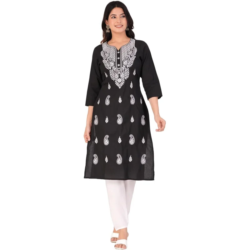 Women's Traditional Chikankari Cotton Kurti Indian Hand Embroidered Kurti Tunic for Women
Women's Traditional Chikankari Cotton Kurti Indian Hand Embroidered Kurti Tunic for Women