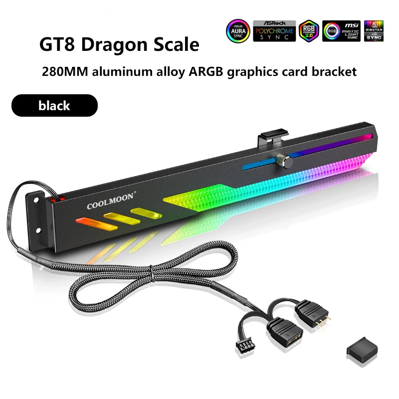 UYHAI GT8 Graphics card holder ARGB computer divine light synchronization fixed graphics card support bracket chassis decoration
UYHAI GT8 Graphics card holder ARGB computer divine light synchronization fixed graphics card support bracket chassis decoration