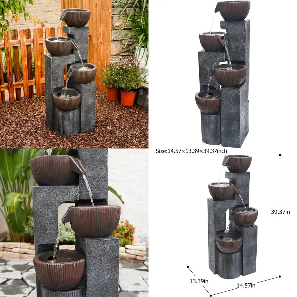 Floor-Standing 4-Tier Cascading Outdoor Water Fountain with LED Lights, 39.37" Tall Garden Waterfall Feature
Floor-Standing 4-Tier Cascading Outdoor Water Fountain with LED Lights, 39.37" Tall Garden Waterfall Feature