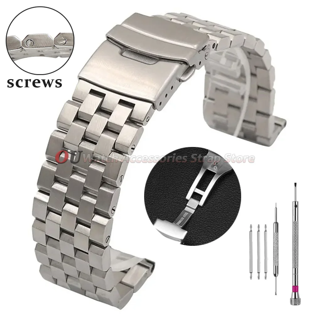 High Quality Full Solid Stainless Steel Strap 18mm 20mm 22mm 24mm 26 Watch Band Flat Interface Wristband with Tool Accessories
High Quality Full Solid Stainless Steel Strap 18mm 20mm 22mm 24mm 26 Watch Band Flat Interface Wristband with Tool Accessories