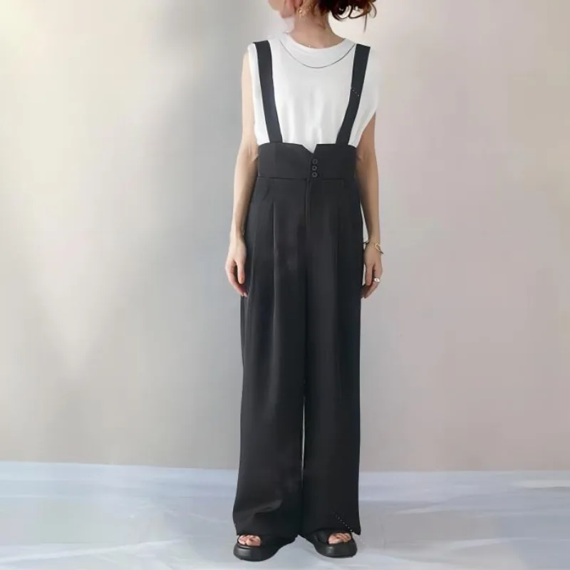 Повседневные широкие брюки с высокой талией, корейский свободный крой, женский летний комбинезон с бретелями, художественная смесь хлопка для поездок на работу
Повседневные широкие брюки с высокой талией, корейский свободный крой, женский летний комбинезон с бретелями, художественная смесь хлопка для поездок на работу