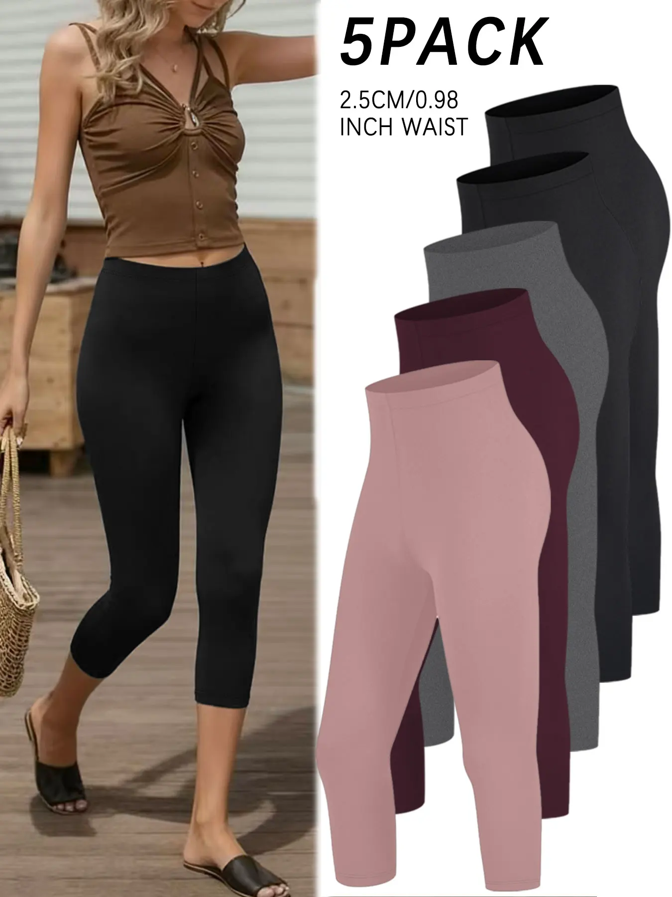 5 pack Super Soft Yoga Running Pants Women Capri Leggings No See Through Athletic Workout Home Casual Leggings
5 pack Super Soft Yoga Running Pants Women Capri Leggings No See Through Athletic Workout Home Casual Leggings