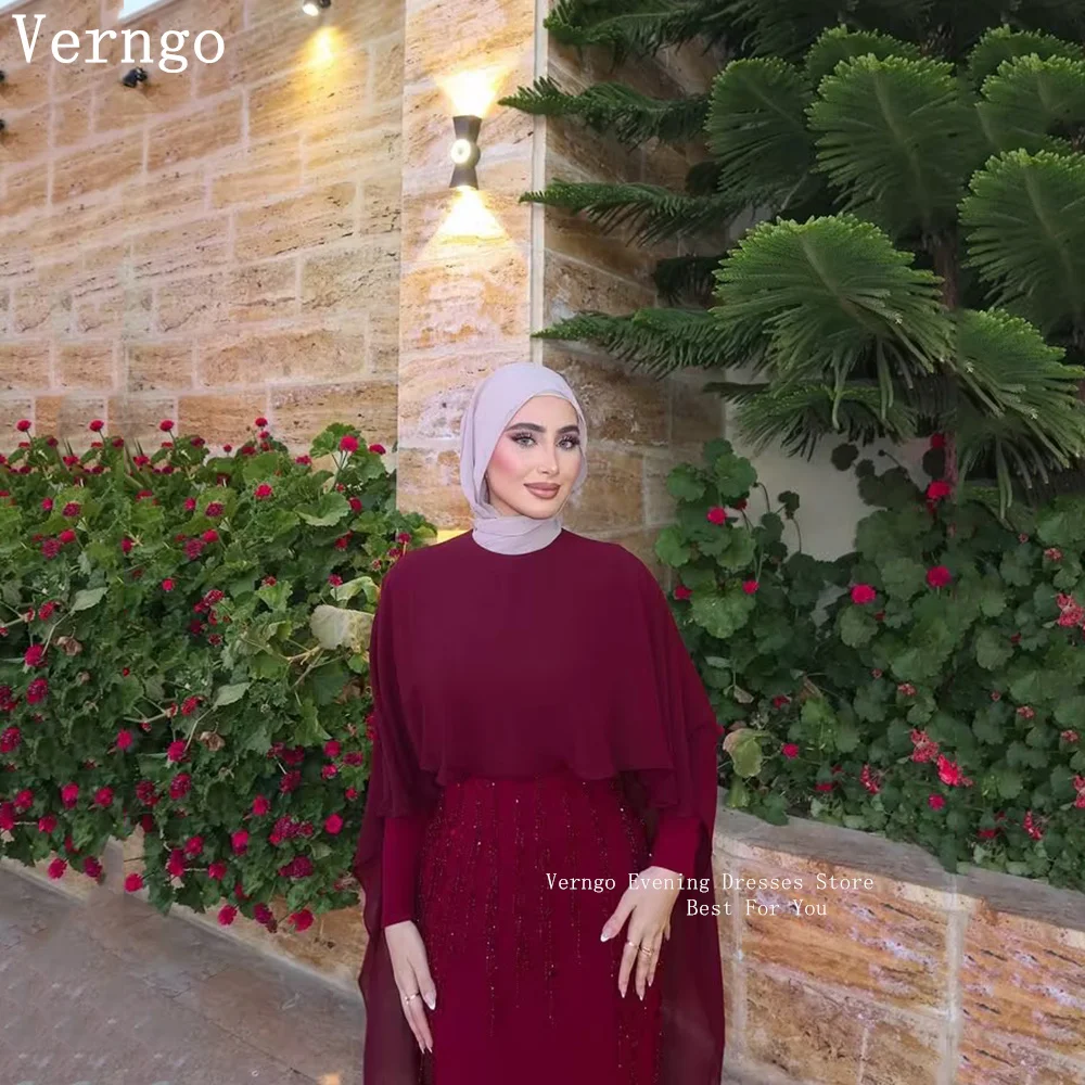 Verngo Burgundy Sequined Crepe Evening Dress O Neck Full Sleeves A Line Prom Gowns Modest Party Dresses Customized
Verngo Burgundy Sequined Crepe Evening Dress O Neck Full Sleeves A Line Prom Gowns Modest Party Dresses Customized