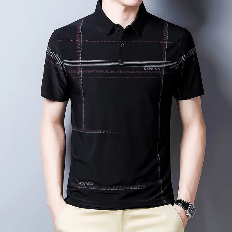 Commute Short Sleeve T-shirts Men's Clothing Business Casual Turn-down Collar Summer Thin Fashion Striped All-match Polo Shirts
Commute Short Sleeve T-shirts Men's Clothing Business Casual Turn-down Collar Summer Thin Fashion Striped All-match Polo Shirts