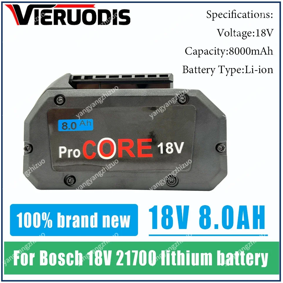 For Bosch 18V 8000MAH Professional System Cordless Tool BAT618 GBA18V8 21700 Battery 18V 8.0Ah ProCORE Replacement Battery
For Bosch 18V 8000MAH Professional System Cordless Tool BAT618 GBA18V8 21700 Battery 18V 8.0Ah ProCORE Replacement Battery