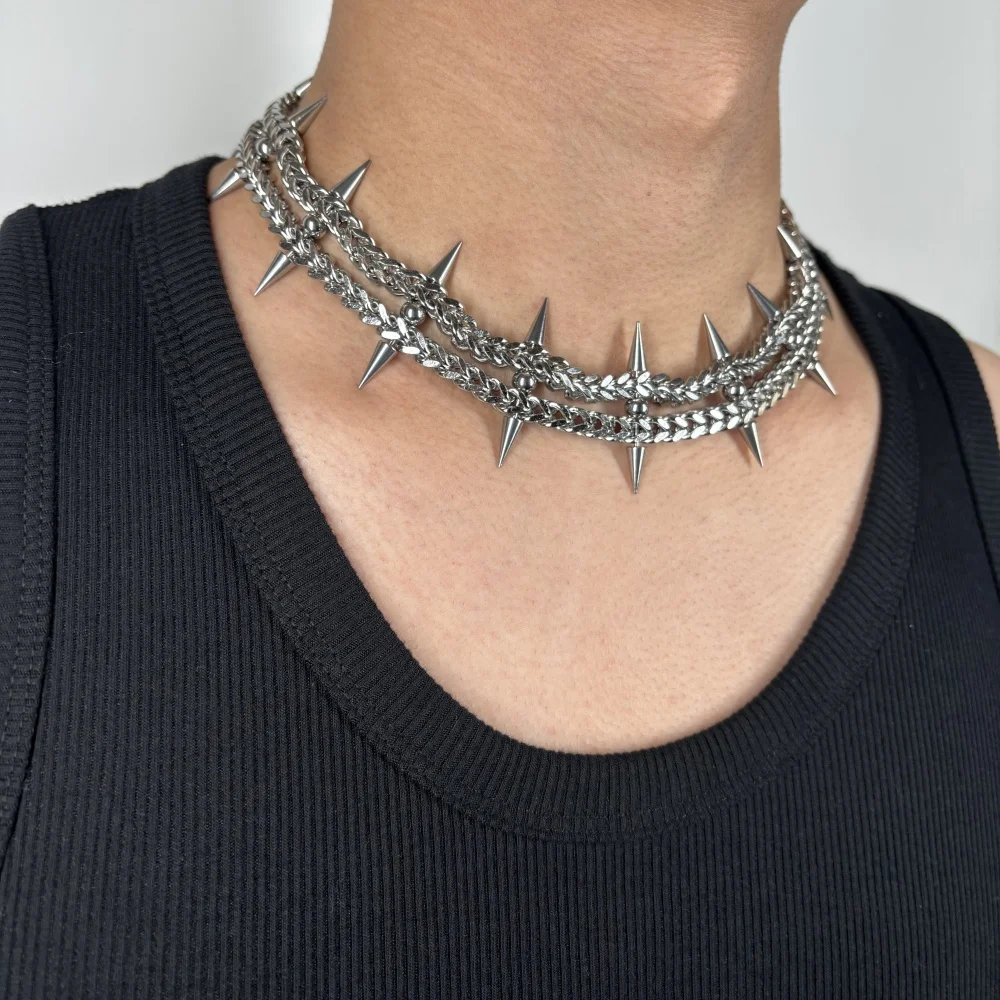 Punk Grunge Rock Rivet Clavicle Chain Cool Fashion Handmade Double-layer Necklace Goth Charm Jewelry Hip Hop Accessories Gift
Punk Grunge Rock Rivet Clavicle Chain Cool Fashion Handmade Double-layer Necklace Goth Charm Jewelry Hip Hop Accessories Gift