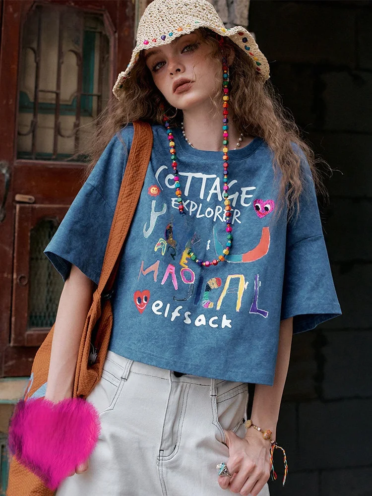 Elfsack Casual Loose Short Sleeve T-Shirt Women'sInspired Graffiti Pocket Design Cotton Top for Daily Travel And Shopping
Elfsack Casual Loose Short Sleeve T-Shirt Women'sInspired Graffiti Pocket Design Cotton Top for Daily Travel And Shopping