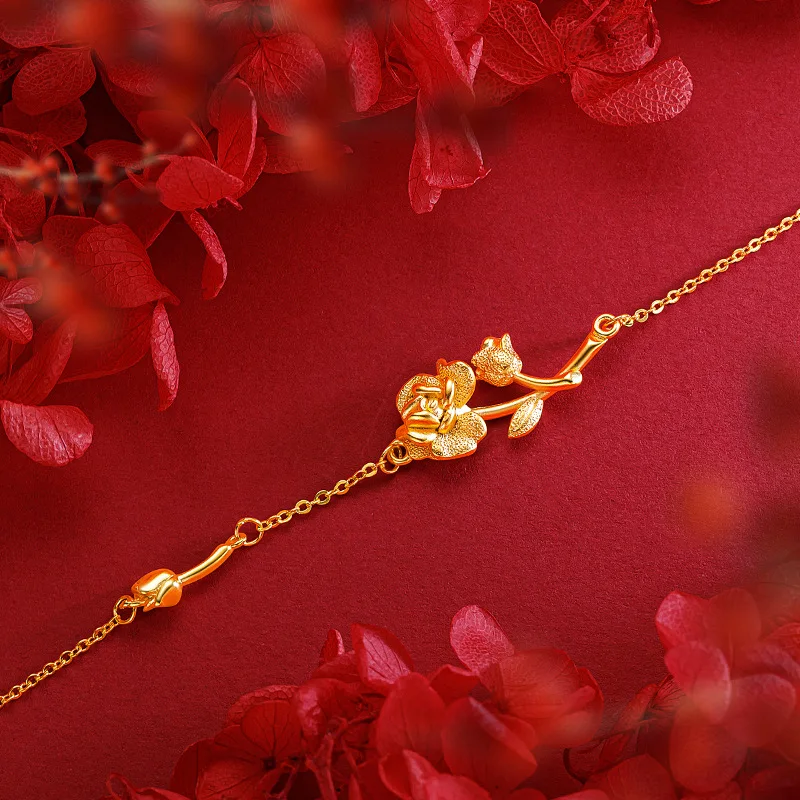 Pure 18 K Gold Color Open Shiny Frosted Rose Bracelet for Women Wedding 3D Women's Bracelet Bangle Fine Jewelry Gifts
Pure 18 K Gold Color Open Shiny Frosted Rose Bracelet for Women Wedding 3D Women's Bracelet Bangle Fine Jewelry Gifts