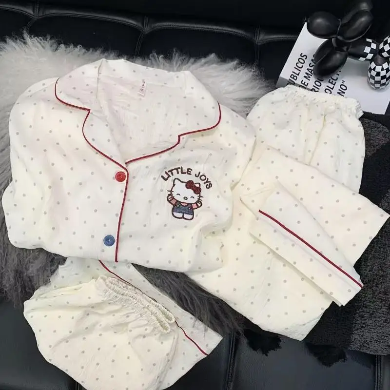Sanrio Summer Pajamas Hello Kittys Three Piece Girls New Style Shorts Trousers Sweet Breathable Comfortable Loose Casual Kawaii
Sanrio Summer Pajamas Hello Kittys Three Piece Girls New Style Shorts Trousers Sweet Breathable Comfortable Loose Casual Kawaii