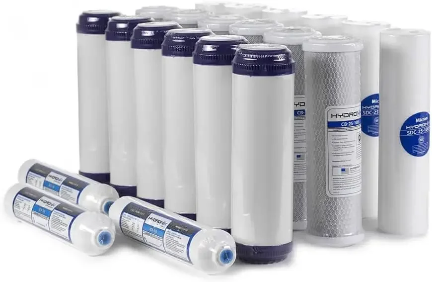 5 Stage 21pc Reverse Osmosis RO Water Filter Cartridges, Pre & Post Replacement Set SED UDF CTO GAC - 2.5" x 10" (21 Pack)
5 Stage 21pc Reverse Osmosis RO Water Filter Cartridges, Pre & Post Replacement Set SED UDF CTO GAC - 2.5" x 10" (21 Pack)