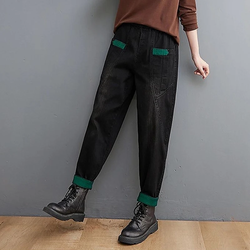 Весна-Осень 2024 Женские свободные джинсы-шаровары с художественным пэчворком, большие размеры, длинные, в стиле «папины джинсы», повседневные, модные
Весна-Осень 2024 Женские свободные джинсы-шаровары с художественным пэчворком, большие размеры, длинные, в стиле «папины джинсы», повседневные, модные