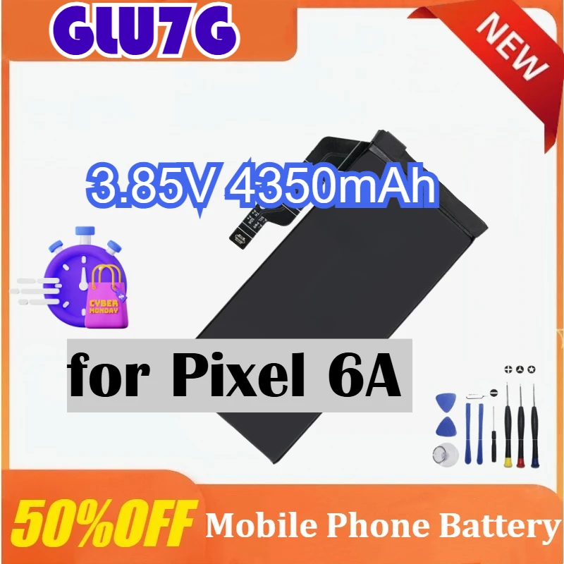 3.85V 4350mAh GLU7G for Pixel 6A Mobile Phone Replacement Battery with Tool Kits
3.85V 4350mAh GLU7G for Pixel 6A Mobile Phone Replacement Battery with Tool Kits