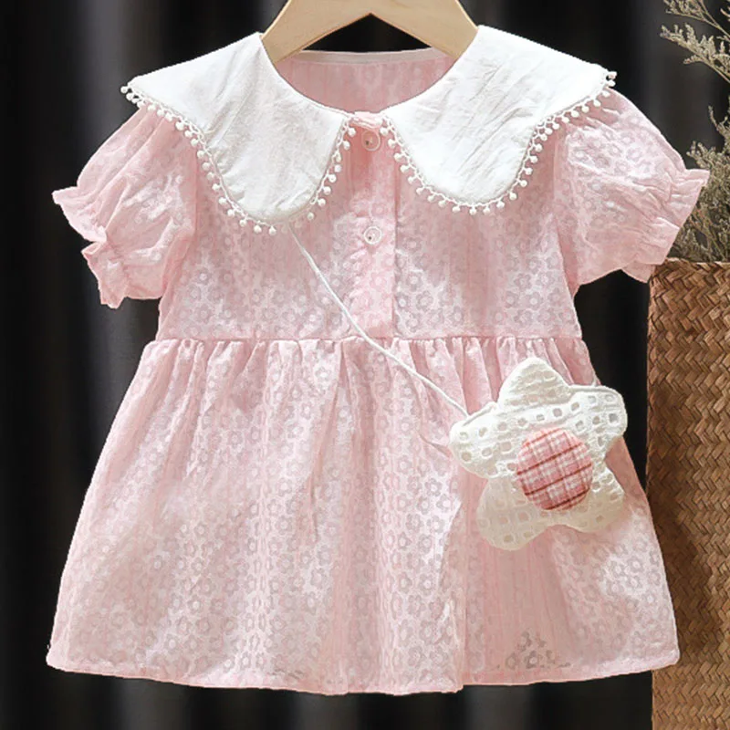 2Piece Summer Infant Girl Clothes Korean Cute Doll Collar Short Sleeve Pink Princess Dress+Bag Baby Dresses Newborn Items B050
2Piece Summer Infant Girl Clothes Korean Cute Doll Collar Short Sleeve Pink Princess Dress+Bag Baby Dresses Newborn Items B050