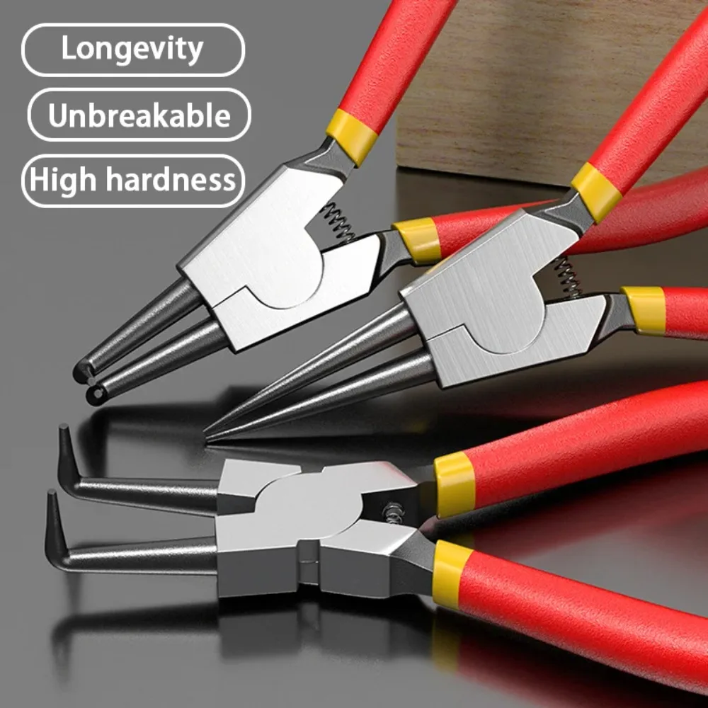 4 Pcs Spring pliers Set, Pliers Kit 7/9 Inch for Snap Ring Removal tool Retaining Straight Bent Lock Ring Pliers Set