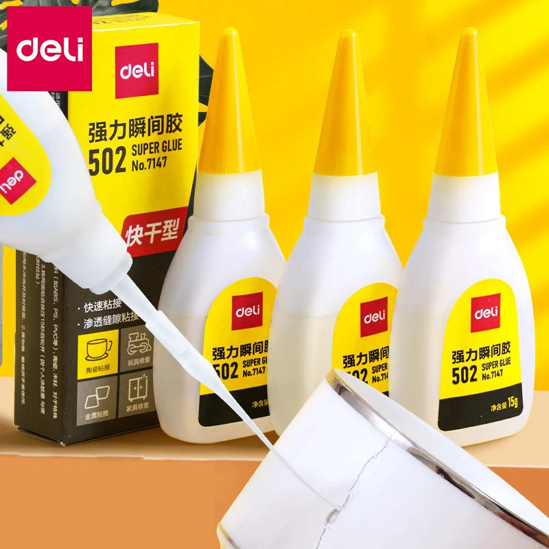 Deli 502 Super Glue Quick-drying Cyanoacrylate Instant Leather Rubber Wood Metal Strong Bond Liquid Adhesive Tool
Deli 502 Super Glue Quick-drying Cyanoacrylate Instant Leather Rubber Wood Metal Strong Bond Liquid Adhesive Tool
