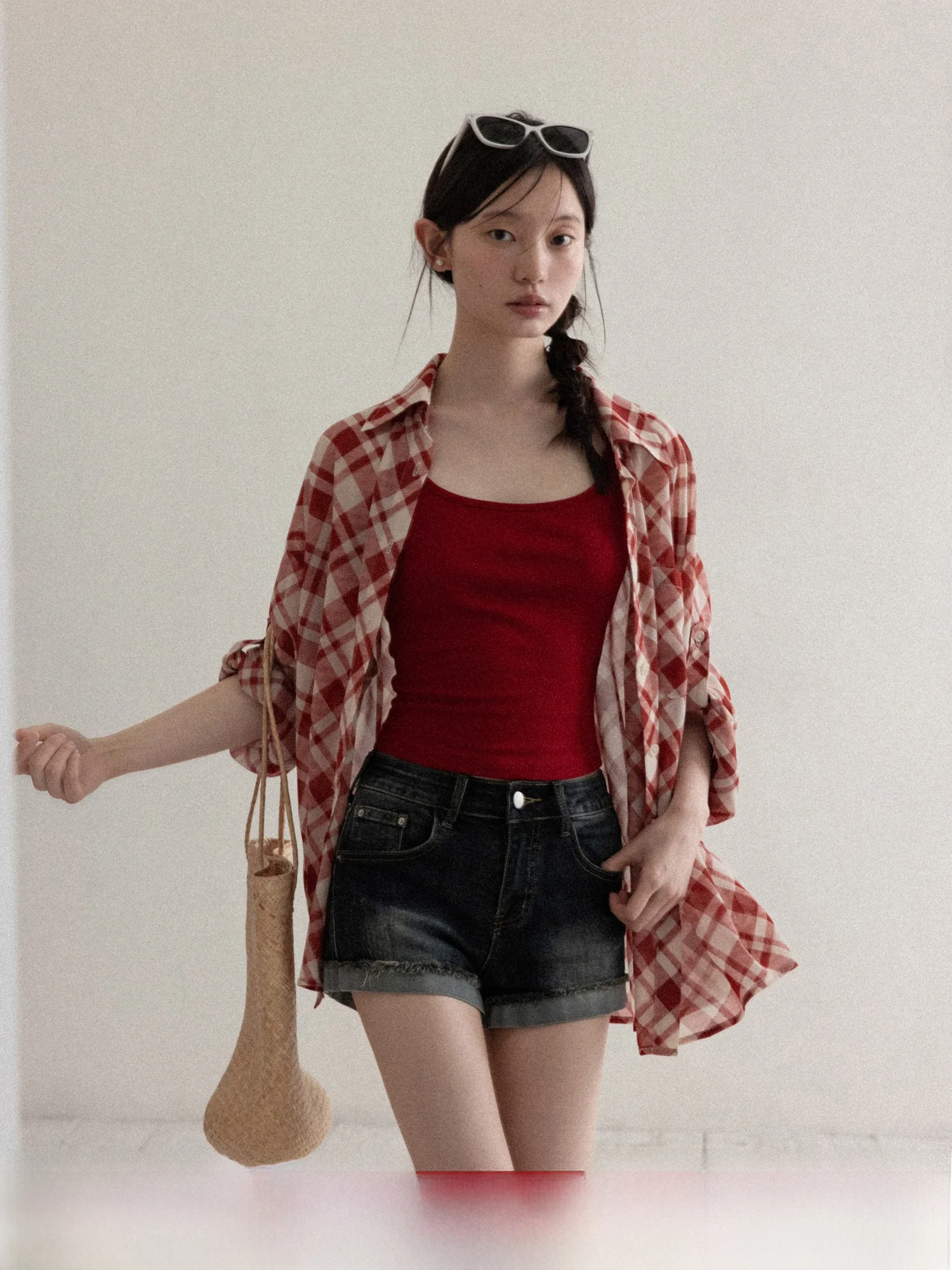 Red Plaid Long Sleeve Shirt Women's Summer Inner Wear Tank Top Two-Piece Set Casual Style Loose Fit Polyester Fiber Skin-Frie...
Red Plaid Long Sleeve Shirt Women's Summer Inner Wear Tank Top Two-Piece Set Casual Style Loose Fit Polyester Fiber Skin-Frie...