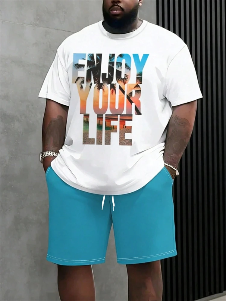 Men's Summer Casual Oversized Set Comfortable Short-Sleeve Crewneck Shirt with Hawaiian Sunset Print and Drawstring Shorts
Men's Summer Casual Oversized Set Comfortable Short-Sleeve Crewneck Shirt with Hawaiian Sunset Print and Drawstring Shorts