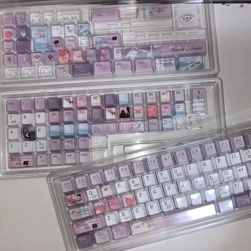 Dreamcore Keycaps Custom PBT New Cherry Profile Ins Wind Fantasy Keycap Cute Cartoon Anime Point Key Caps for Gamers Design