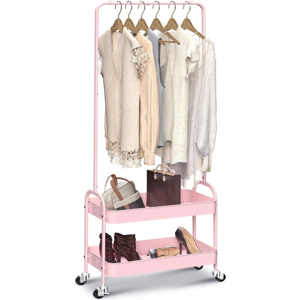 2-in 1 Garment Rack, Clothing Rack with 2 Tier Metal Basket, Rolling Storage Cart Clothes Organizer Coat Rack Storage Stand
2-in 1 Garment Rack, Clothing Rack with 2 Tier Metal Basket, Rolling Storage Cart Clothes Organizer Coat Rack Storage Stand