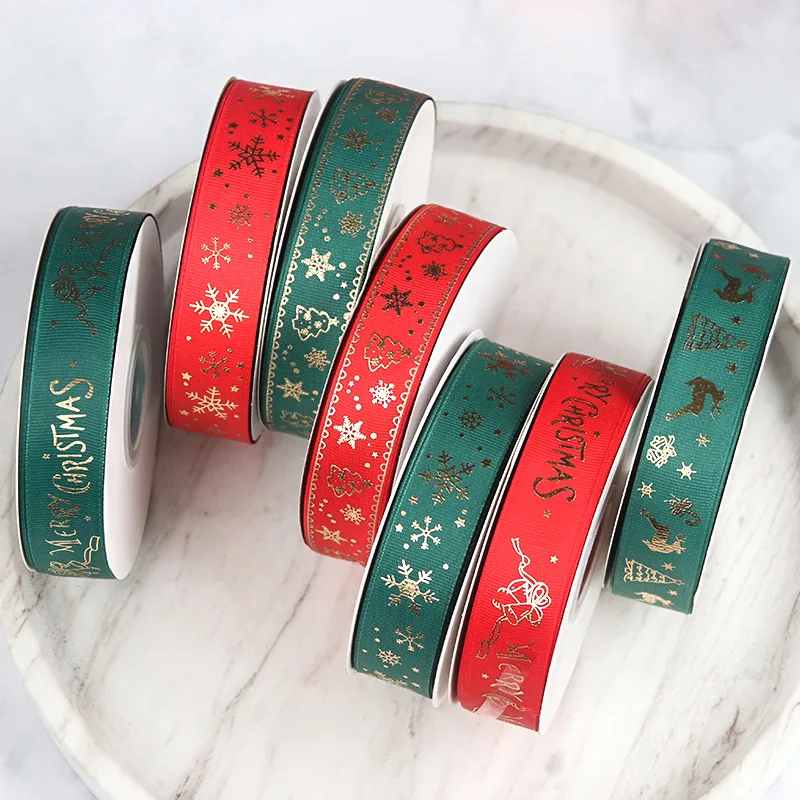 22 Meter Christmas Print Tie Flower Cake Christmas Tree Decoration DIY Gift Packaging Gold Stamping Red and Green Ribbon
22 Meter Christmas Print Tie Flower Cake Christmas Tree Decoration DIY Gift Packaging Gold Stamping Red and Green Ribbon
