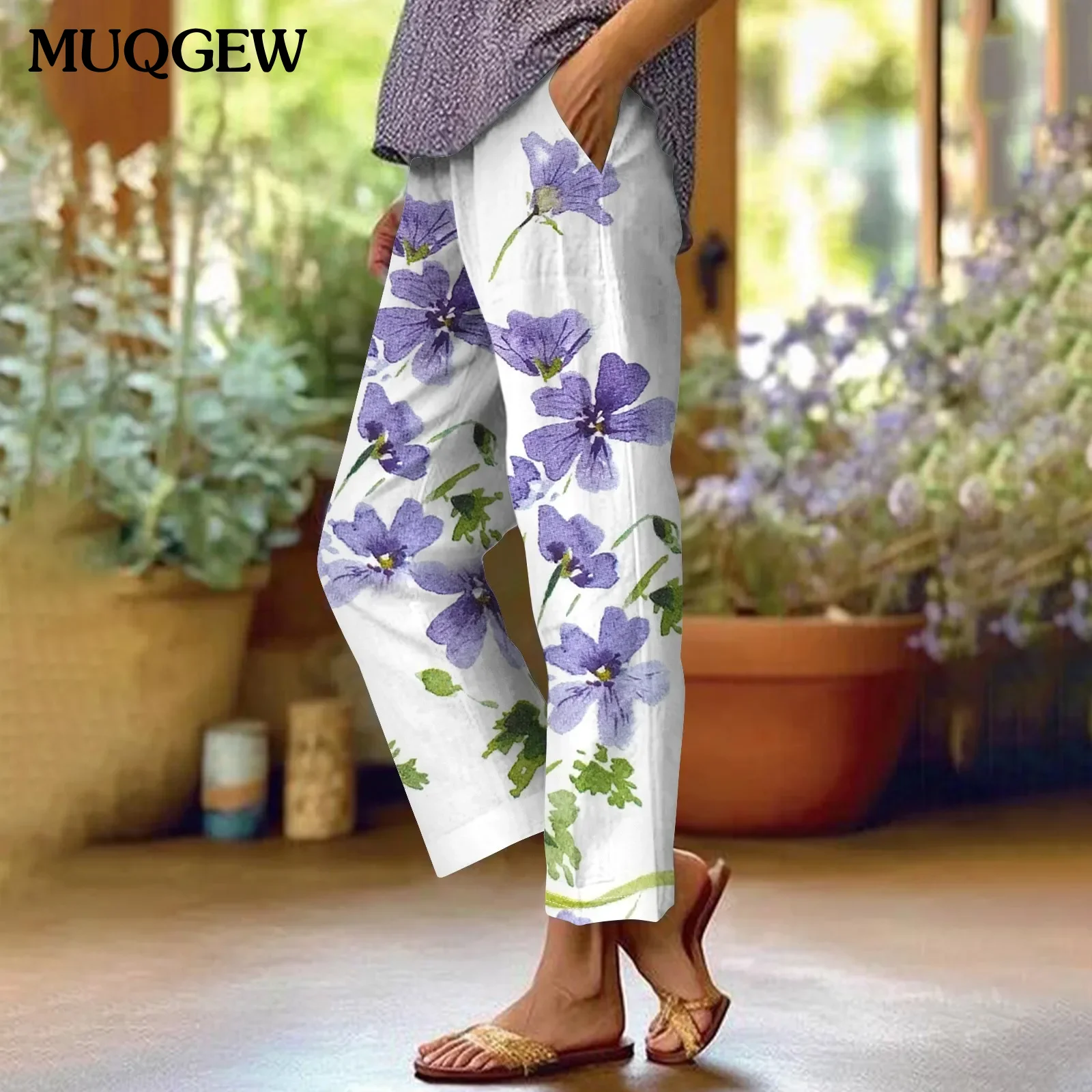 Flower Print Women Cotton Linen Pants Pockets Pants Straight Casual Long Women Pants High Waist Loose Women's New Pants 2024
Flower Print Women Cotton Linen Pants Pockets Pants Straight Casual Long Women Pants High Waist Loose Women's New Pants 2024