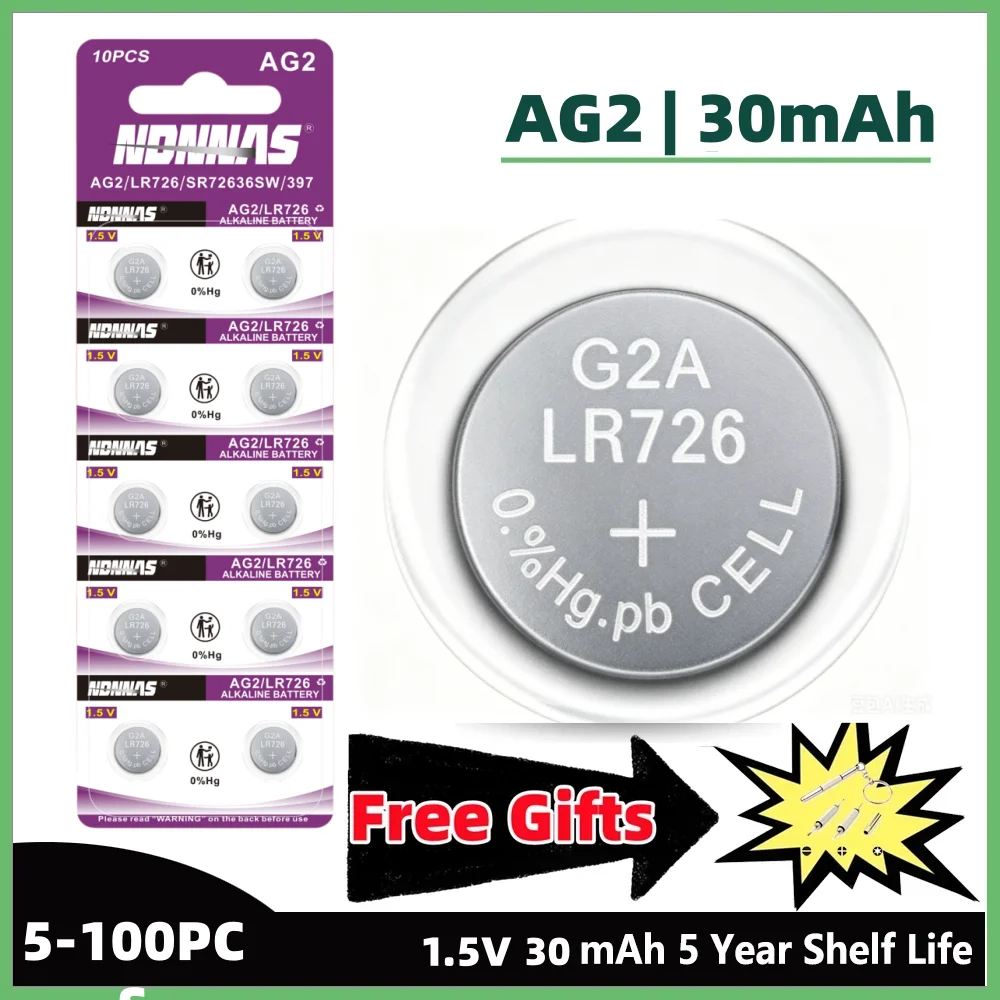 5-100Pcs AG2 LR726 SR726SW 1.5V Alkaline Button Coin Cell Battery For Watch Toy Car Key Fob Remote Clock Mini Electronic Device
5-100Pcs AG2 LR726 SR726SW 1.5V Alkaline Button Coin Cell Battery For Watch Toy Car Key Fob Remote Clock Mini Electronic Device