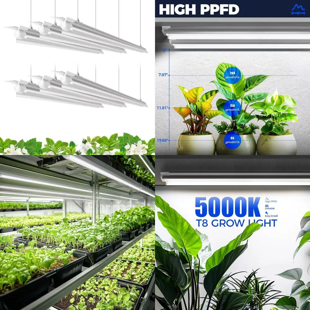 Full Spectrum 4FT 5000K Daylight White LED Grow Light Strips, 252W (6 x 42W), Equivalent to 1400W, High-Quality T8 for Plant Gro
Full Spectrum 4FT 5000K Daylight White LED Grow Light Strips, 252W (6 x 42W), Equivalent to 1400W, High-Quality T8 for Plant Gro