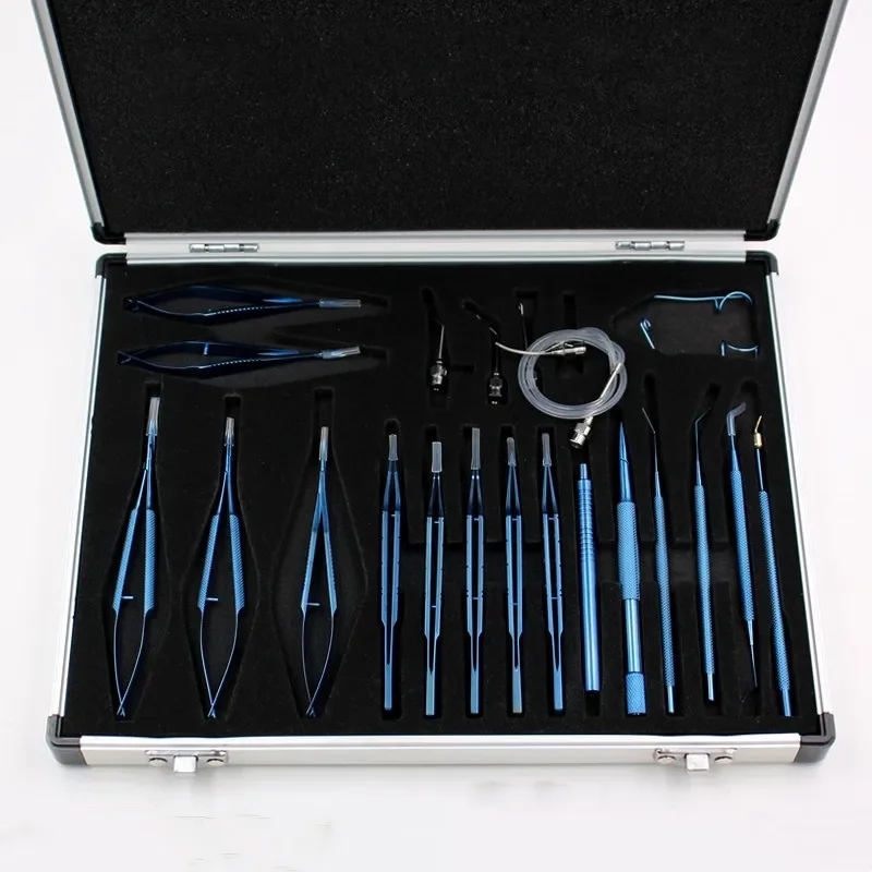 Eye Microinstrument Set Stainless Steel Or Titanium Alloy 21-piece Set Sachet Tearing Tweezers Scissors Needle
Eye Microinstrument Set Stainless Steel Or Titanium Alloy 21-piece Set Sachet Tearing Tweezers Scissors Needle