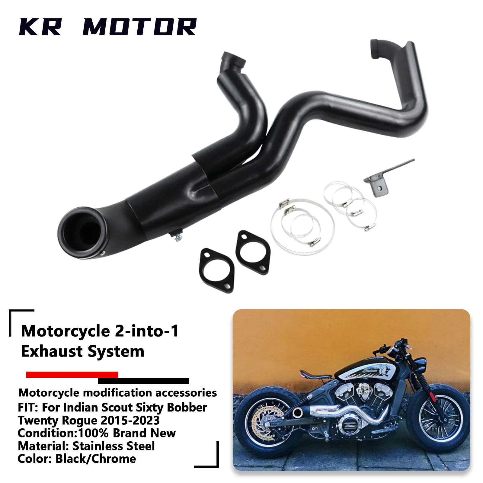 Fits For Indian Scout Sixty Bobber Twenty Rogue 2015-2023 Motorcycle 2-into-1 Handmade Full Exhaust System Muffler DB Exhaust
Fits For Indian Scout Sixty Bobber Twenty Rogue 2015-2023 Motorcycle 2-into-1 Handmade Full Exhaust System Muffler DB Exhaust