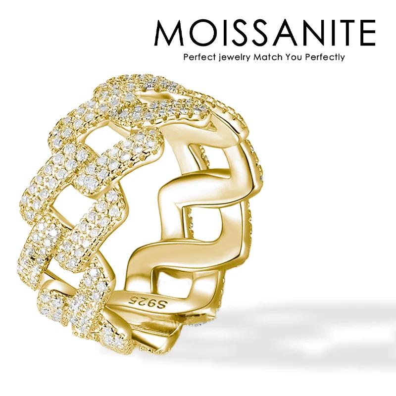 18K Gold Plated S925 Silver Cuban Link Ring with Moissanite Stones – Elegant & Timeless Unisex Jewelry
18K Gold Plated S925 Silver Cuban Link Ring with Moissanite Stones – Elegant & Timeless Unisex Jewelry