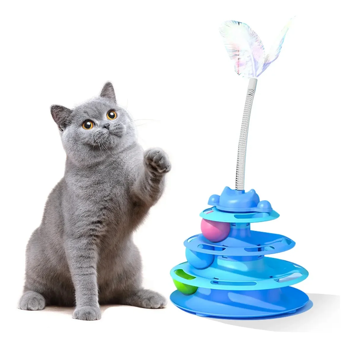 Interactive Cat Toy, Track Tower with Balls and Cat Tease for Indoor Kitten
Interactive Cat Toy, Track Tower with Balls and Cat Tease for Indoor Kitten