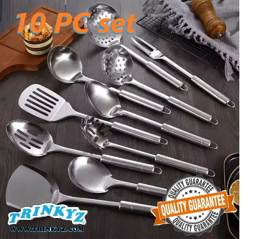 10 Pcs Stainless Steel Cooking Utensil Set Kitchen Baking Spoon Spatula Bbq
10 Pcs Stainless Steel Cooking Utensil Set Kitchen Baking Spoon Spatula Bbq
