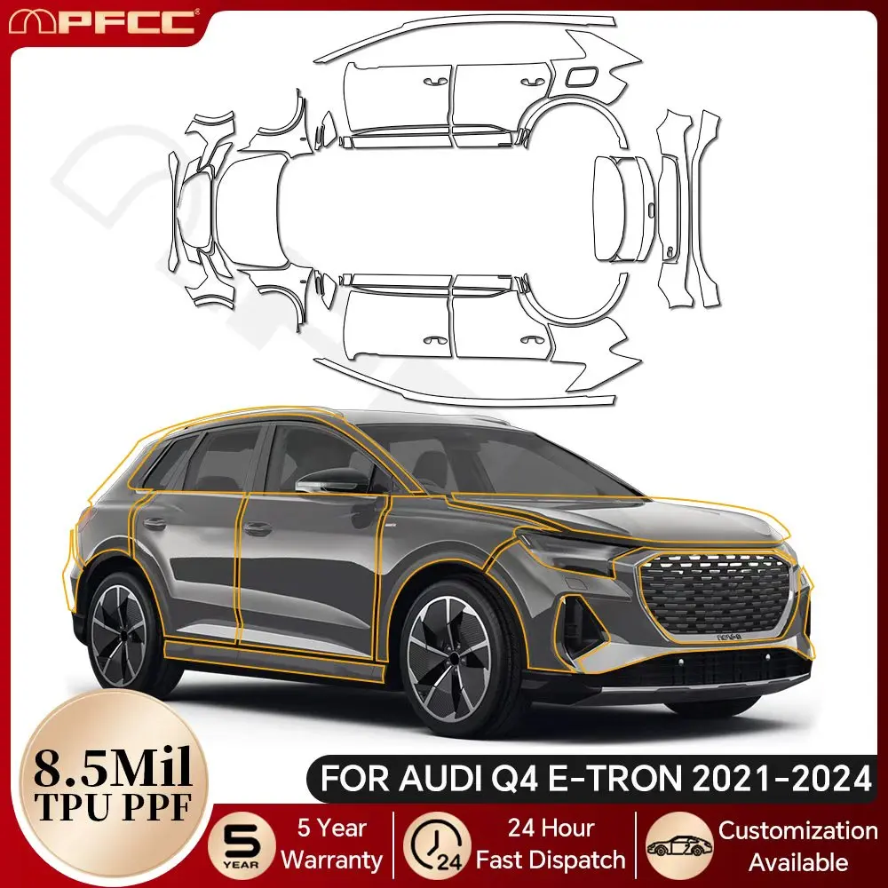 For Audi Q4 E-TRON 2021-2024 8.5Mil TPU Paint Protection Film Car Body Pre-cut PPF Bra Anti-Scratch Clear Kit Resistant Cover
For Audi Q4 E-TRON 2021-2024 8.5Mil TPU Paint Protection Film Car Body Pre-cut PPF Bra Anti-Scratch Clear Kit Resistant Cover