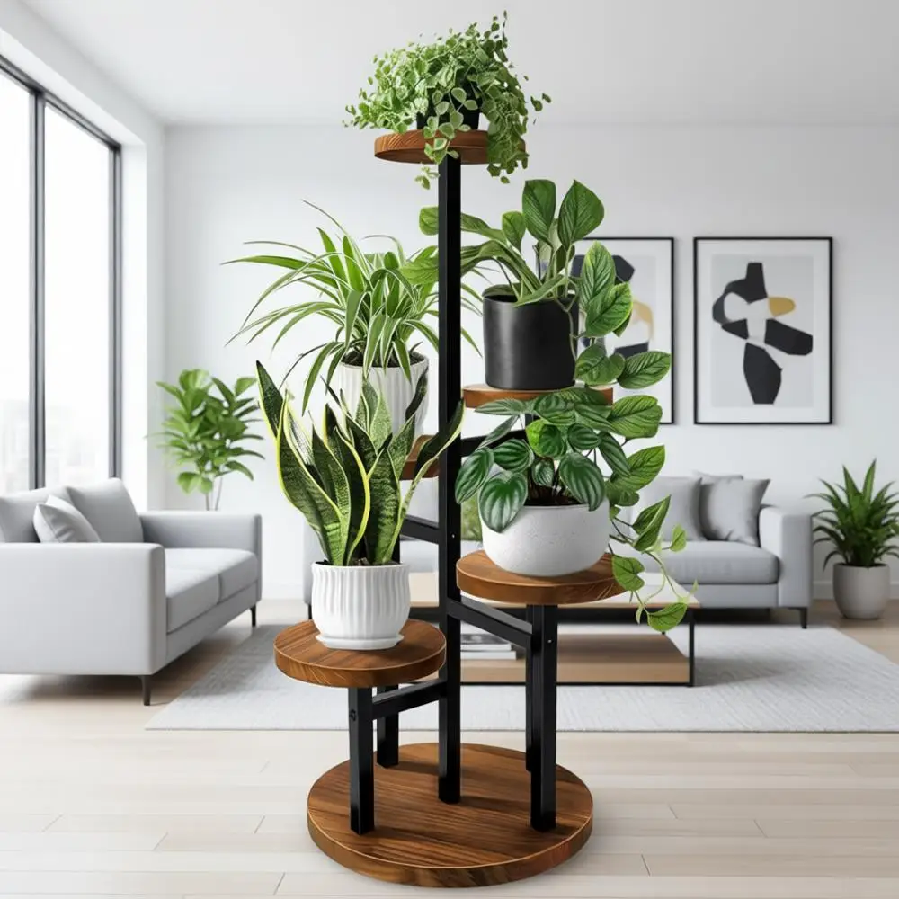 5-Tier Metal and Wood Plant Stand for Indoor and Outdoor Use - Ideal for Living Rooms, Balconies, and Patios
5-Tier Metal and Wood Plant Stand for Indoor and Outdoor Use - Ideal for Living Rooms, Balconies, and Patios