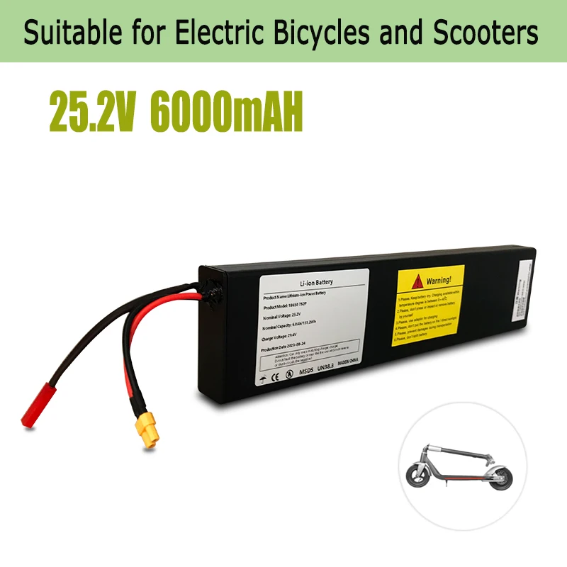 7S2P 25.2V 6.0Ah 18650 Li-ion Rechargeable Battery Pack for Electric Bicycle Moped Balancing Scooter
7S2P 25.2V 6.0Ah 18650 Li-ion Rechargeable Battery Pack for Electric Bicycle Moped Balancing Scooter