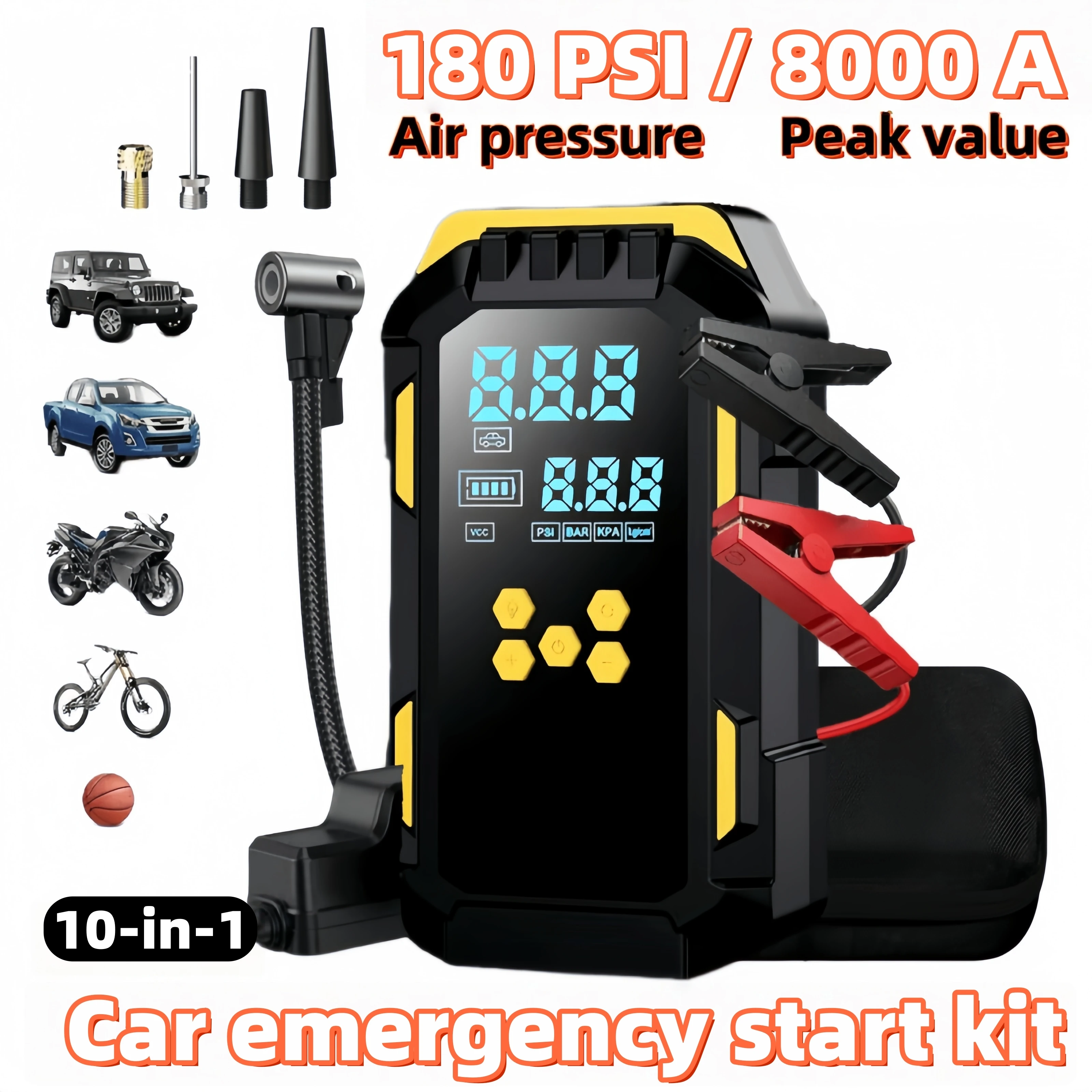 Multifunctional Car Emergency Power Supply (Includes 12V Battery Booster and 180Psi Air Compressor)
Multifunctional Car Emergency Power Supply (Includes 12V Battery Booster and 180Psi Air Compressor)