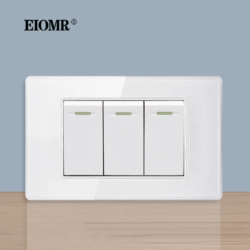EIOMR US BR Standard Wall Switch,3 Gang 1 / 2 Way,White Crystal Glass Panel,Size 118*75mm,10A Light Switch for Home Improvement
EIOMR US BR Standard Wall Switch,3 Gang 1 / 2 Way,White Crystal Glass Panel,Size 118*75mm,10A Light Switch for Home Improvement