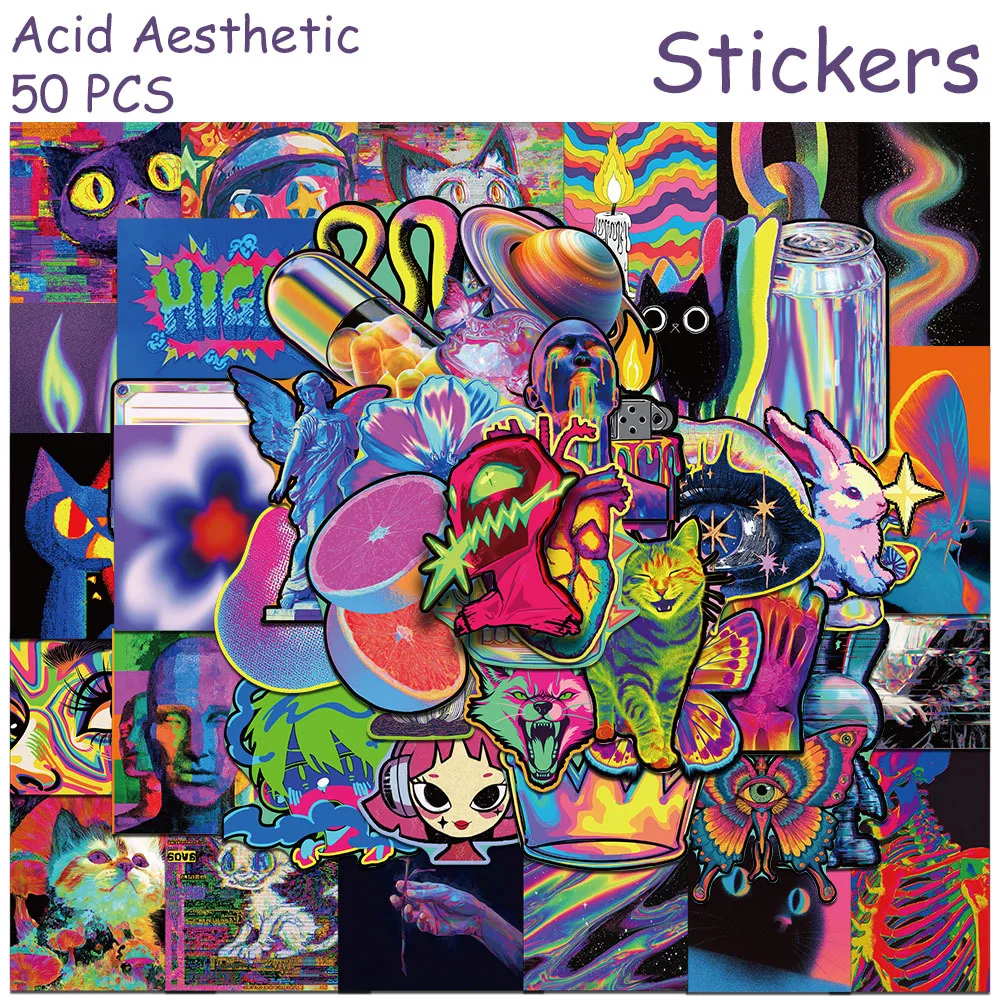 50Pcs Cool Psychedelic Acid Stickers Aesthetic Art Graffiti Decals for Laptop Phone Luggage Graffiti Waterproof Cartoon Sticker
50Pcs Cool Psychedelic Acid Stickers Aesthetic Art Graffiti Decals for Laptop Phone Luggage Graffiti Waterproof Cartoon Sticker