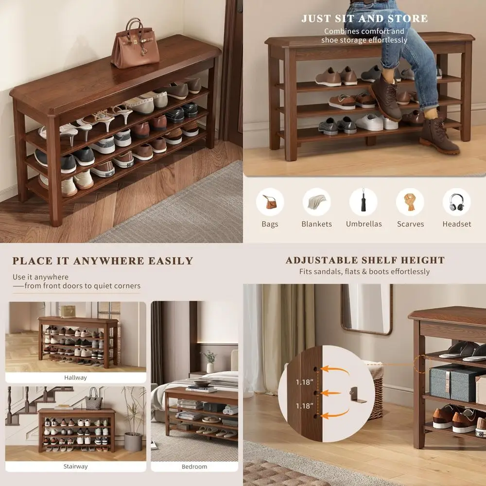 Wooden Shoe Storage Bench for Entryway and Mudroom, Supporting Up to 550lbs 
Wooden Shoe Storage Bench for Entryway and Mudroom, Supporting Up to 550lbs