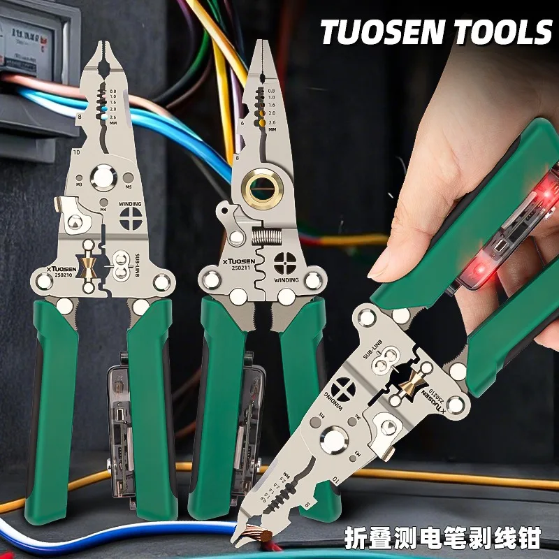 Multi functional wire stripping pliers, household specific electrical pliers, folding and measuring wire stripping pliers
Multi functional wire stripping pliers, household specific electrical pliers, folding and measuring wire stripping pliers