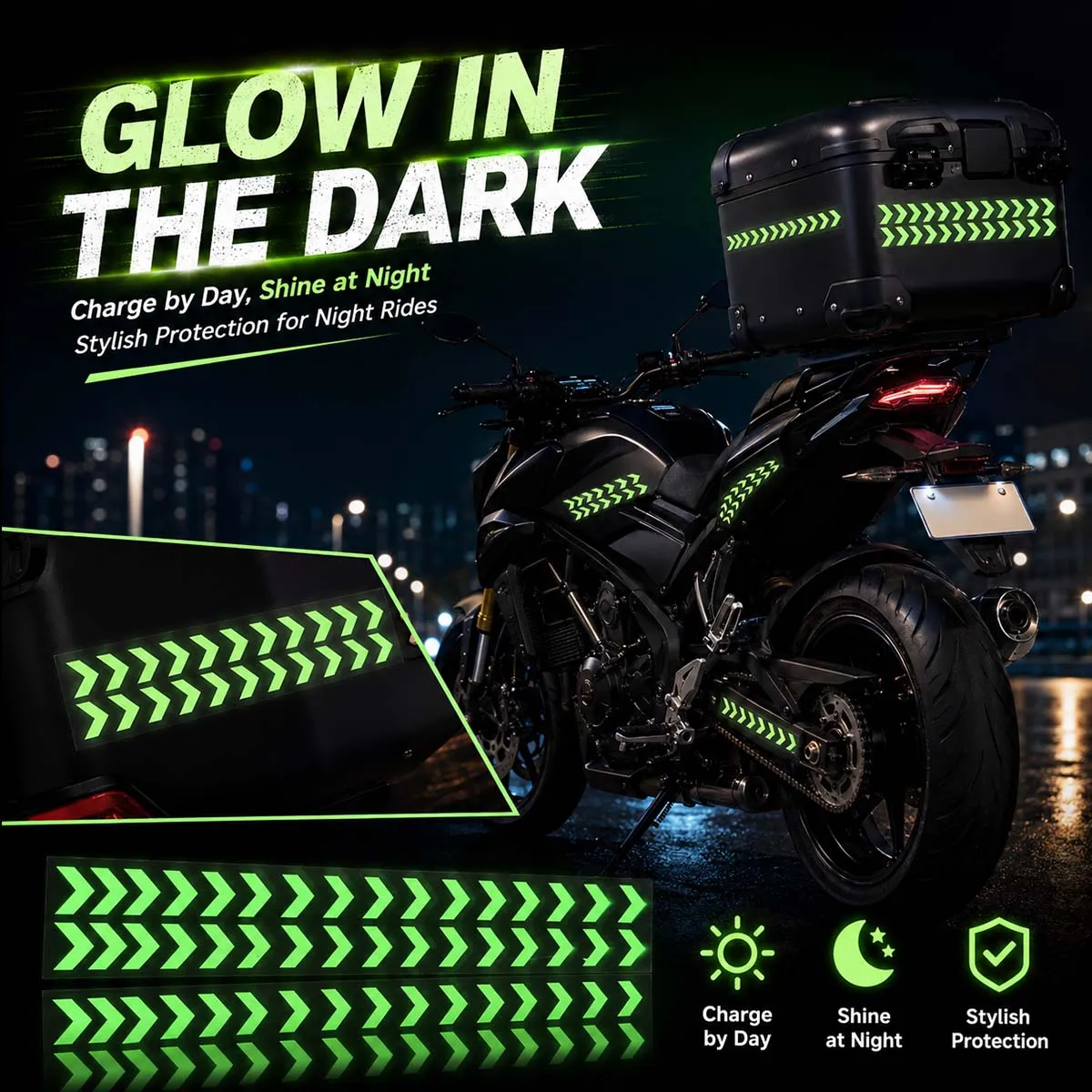 Glow In The Dark Arrow Strip Motorcycle Stickers Moto Bike Scooter Helmet Refl Warning Luminous Decor Vinyl Accessories Decals
Glow In The Dark Arrow Strip Motorcycle Stickers Moto Bike Scooter Helmet Refl Warning Luminous Decor Vinyl Accessories Decals